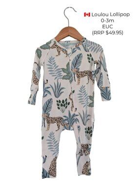 Loulou Lollipop Leopard Convertible Romper Sleeper 0-3m Baby Clothes
